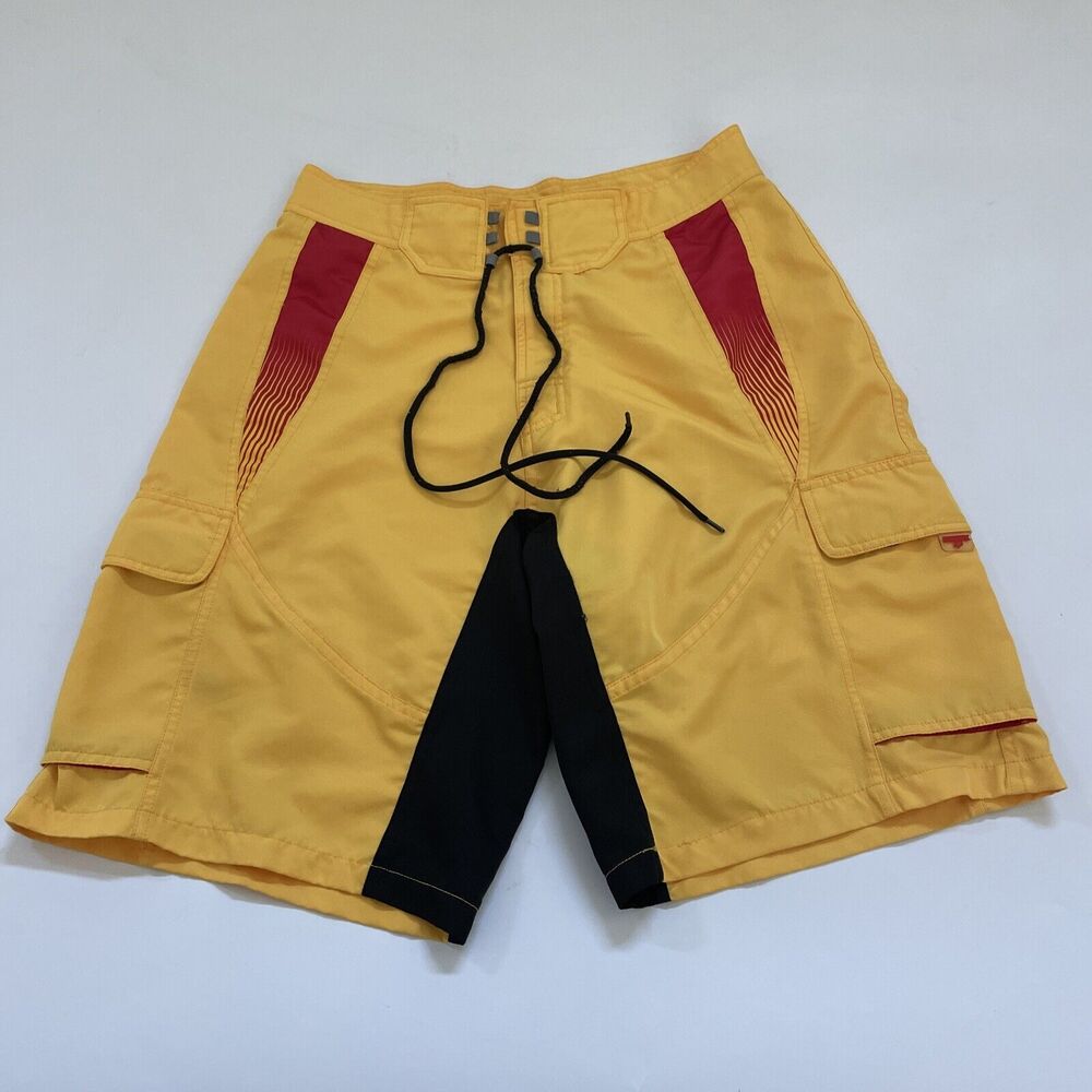 Fox Racing Swim‎ Trunks Mens 34 Yellow Board Shorts Hybrid Cargo Retro Skater